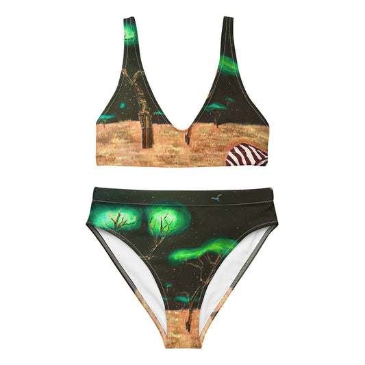 "Fluorescent Forest" Recycled High-Waisted Bikini