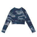 "Flourish." Recycled Long-Sleeve Crop Top - Blue Camoflauge - The Flourish Shop