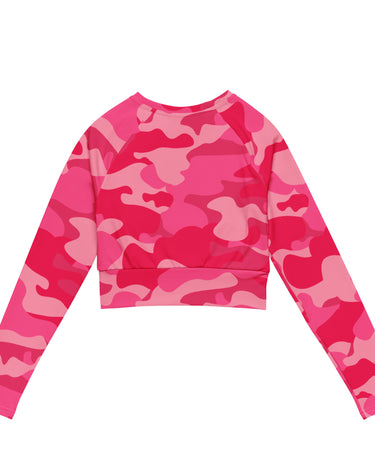 "Flourish." Recycled Long-Sleeve Crop Top - Pink Camouflage - The Flourish Shop