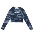 "Flourish." Recycled Long-Sleeve Crop Top - Blue Camoflauge - The Flourish Shop