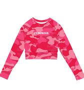 "Flourish." Recycled Long-Sleeve Crop Top - Pink Camouflage - The Flourish Shop