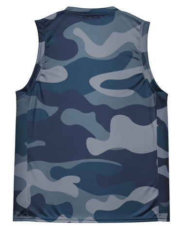 Flourish. Recycled Unisex Basketball Jersey - Blue Camoflauge - The Flourish Shop