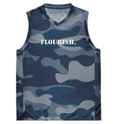 Flourish. Recycled Unisex Basketball Jersey - Blue Camoflauge - The Flourish Shop