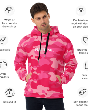 "Flourish." Unisex Hoodie - Pink Camouflage - The Flourish Shop