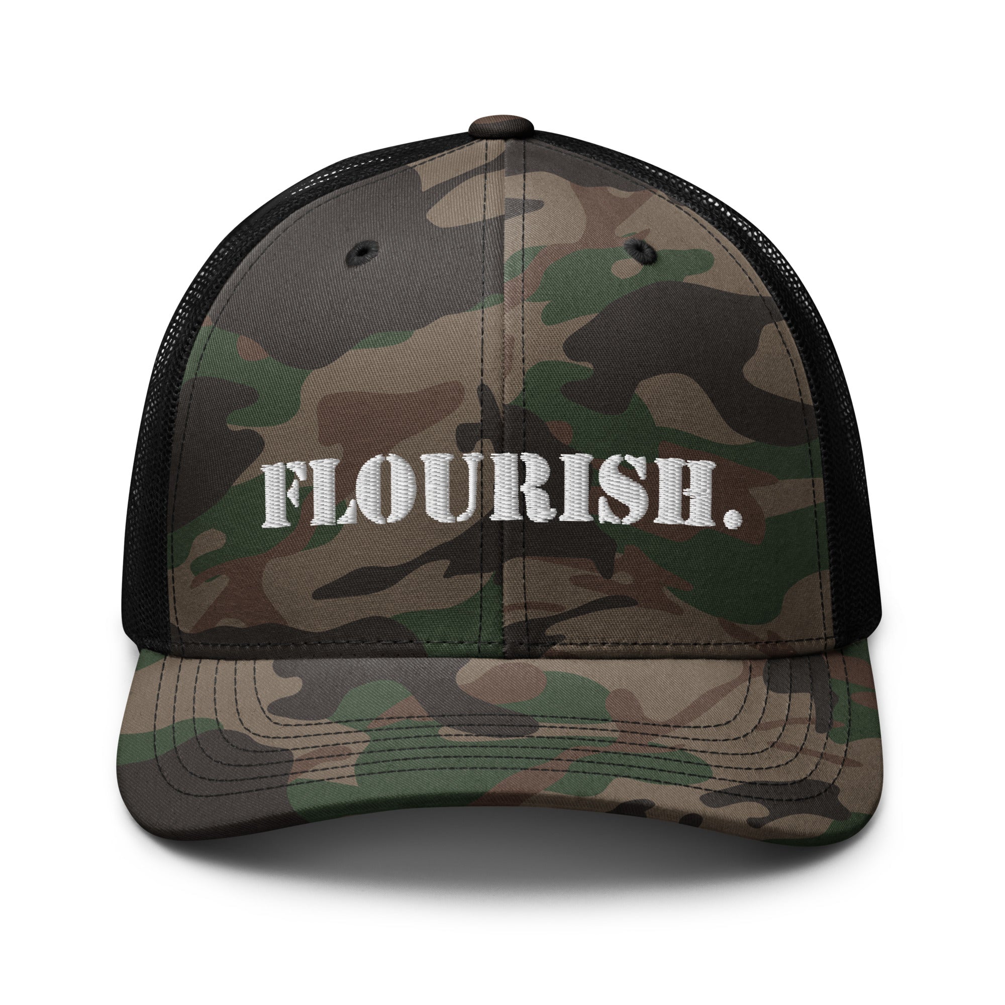 "Flourish." Camouflage Trucker Hat - The Flourish Shop