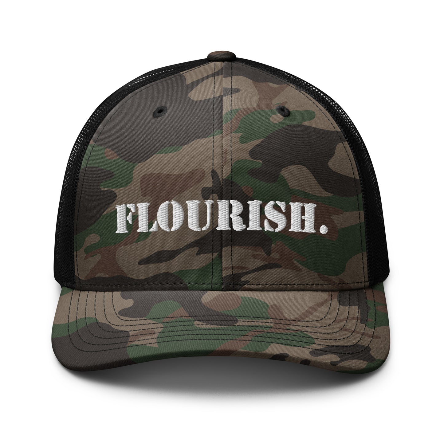 "Flourish." Camouflage Trucker Hat