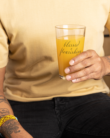 "Blessed + Flourishing" Shaker Pint Glass - The Flourish Shop