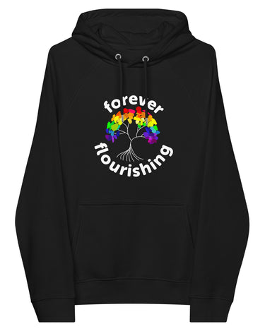 "Forever Flourishing" Tree of Life Unisex Eco Raglan Hoodie - Black - The Flourish Shop