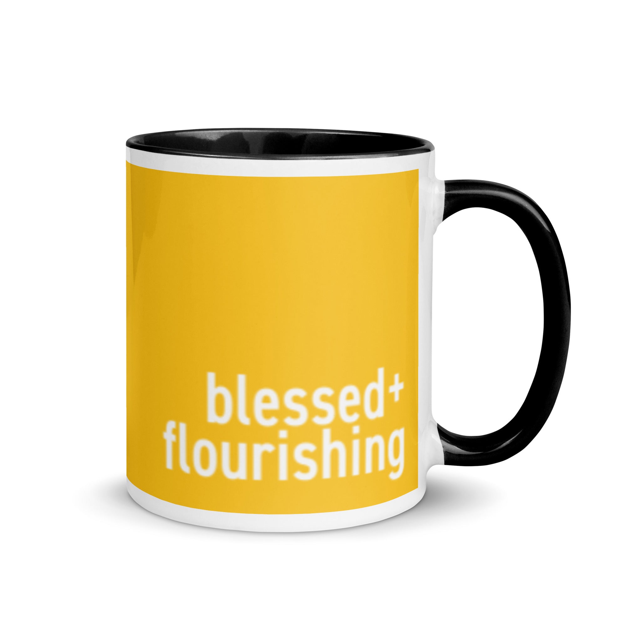 "Blessed + Flourishing" Mug with Color Inside - The Flourish Shop